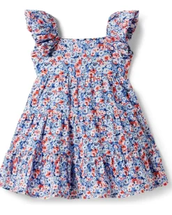 Janie and Jack Clothing<Girls Ditsy Floral Dress (Toddler/Little Kid/Big Kid) Multicolor