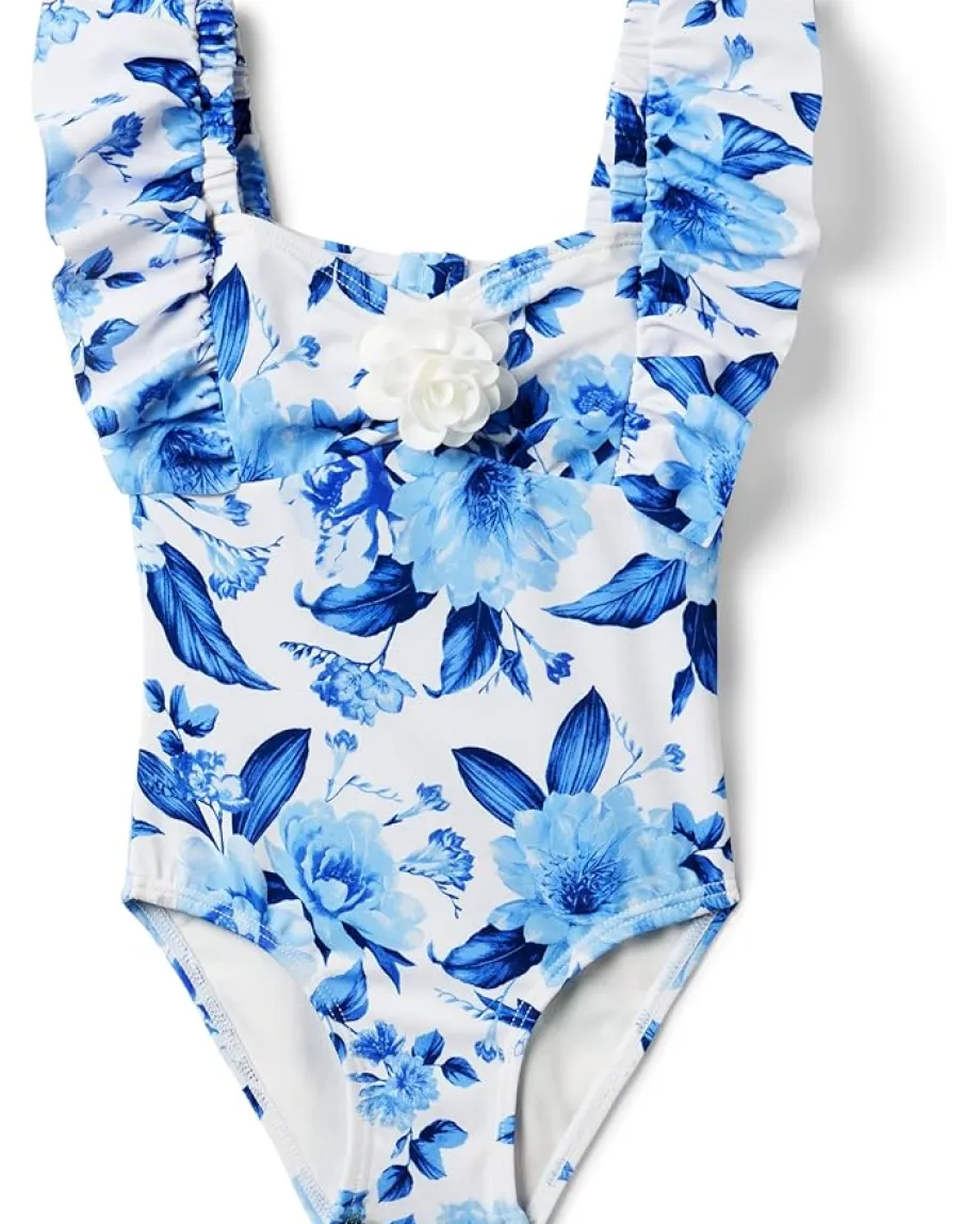 Clothing|Janie and Jack Girls Floral Onepiece (Toddler/Little Kid/Big Kid) Blue