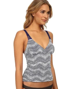 Badgley Mischka Swimwear|Swimsuits & Cover-Ups<Gisele Shirred Tankini w/ Macrame Trim Multi
