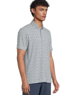 Activewear|adidas Golf Go-To Printed Stripe Golf Polo Shirt Wonder Blue Melange/Collegiate Navy