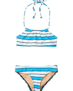Toobydoo Grace Bay Aqua Bandeau Bikini (Toddler/Little Kids/Big Kids) Blue Hot