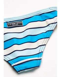 Toobydoo Grace Bay Aqua Bandeau Bikini (Toddler/Little Kids/Big Kids) Blue Hot