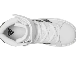 adidas Kids Grand Court Mid Shoes (Little Kid) White/Black/White New