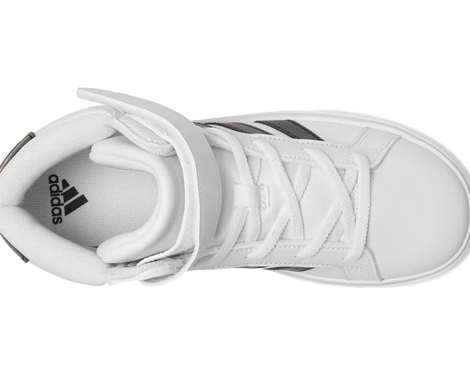 adidas Kids Grand Court Mid Shoes (Little Kid) White/Black/White New