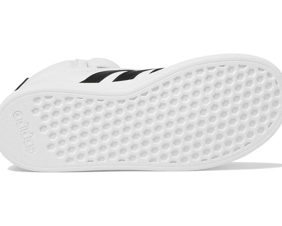 adidas Kids Grand Court Mid Shoes (Little Kid) White/Black/White New