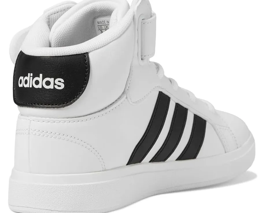 adidas Kids Grand Court Mid Shoes (Little Kid) White/Black/White New