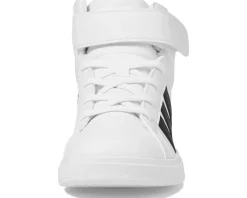 adidas Kids Grand Court Mid Shoes (Little Kid) White/Black/White New