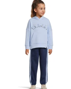 adidas Kids Clothing<Graphic Hooded Pullover Joggger Set (Toddler/Little Kid) Glow Blue