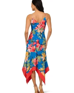 Adrianna Papell Handkerchief Floral Midi Dress Blue Multi Sale