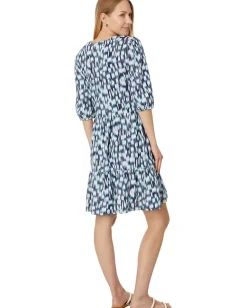 NIC+ZOE Dresses|Dresses<Hazy Blues Elbow Sleeve V-Neck Dress Blue Multi