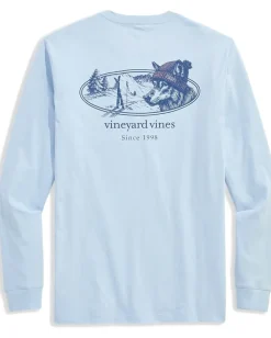 Vineyard Vines Husky Ski Dog Long Sleeve Pocket Tee