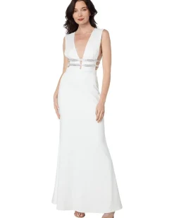 Bebe Dresses|Dresses<Illusion Cutout Sparkle Gown White