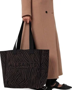 AllSaints Handbags|Handbags<Izzy Zebra East/West Tote Black/Brown