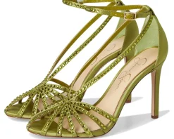 Heels|Heels|Jessica Simpson Jittale Embellished High Heel Sandals Botanical Green