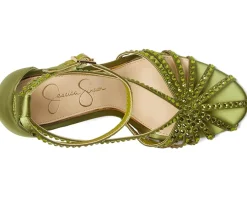 Heels|Heels|Jessica Simpson Jittale Embellished High Heel Sandals Botanical Green