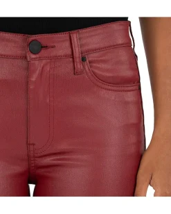 KUT from the Kloth Jeans<Kelsey High Rise Ankle Flare With Raw Hem Red