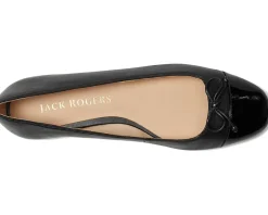 Flats|Jack Rogers Kenlyn Cap Toe Ballet - Leather/Patent Black/Black Pat