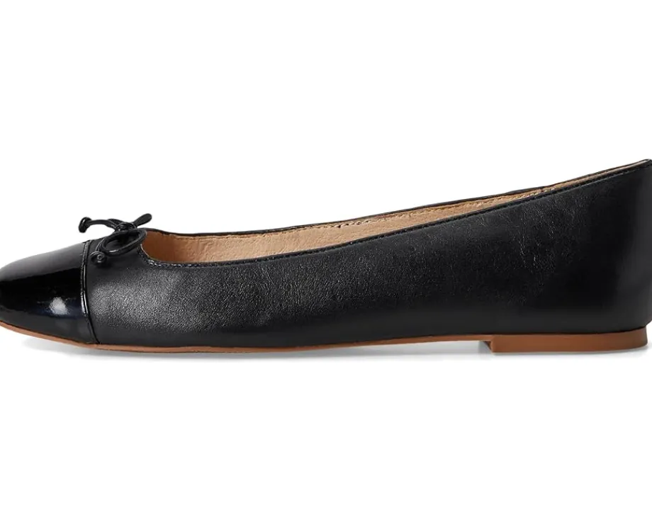 Flats|Jack Rogers Kenlyn Cap Toe Ballet - Leather/Patent Black/Black Pat