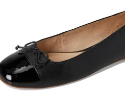 Flats|Jack Rogers Kenlyn Cap Toe Ballet - Leather/Patent Black/Black Pat