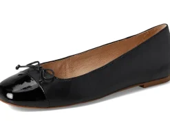 Flats|Jack Rogers Kenlyn Cap Toe Ballet - Leather/Patent Black/Black Pat