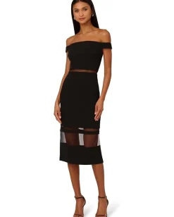 Adrianna Papell Dresses|Dresses<Knit Crepe Midi Dress Black