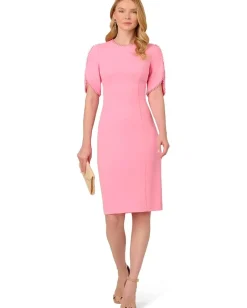 Dresses|Dresses|Adrianna Papell Knit Crepe Pearl Midi Dress Cherry Blossom