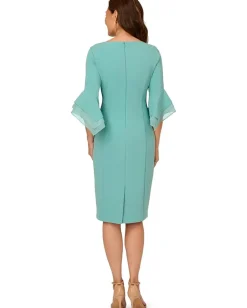 Adrianna Papell Dresses|Dresses<Knit Crepe Tiered Sleeve Dress Smoky Jade