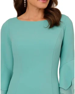 Adrianna Papell Dresses|Dresses<Knit Crepe Tiered Sleeve Dress Smoky Jade