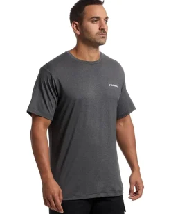 Activewear|Columbia Kwick Hike Back Graphic Short Sleeve Tee Black Heather/Linear View Multi