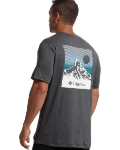 Activewear|Columbia Kwick Hike Back Graphic Short Sleeve Tee Black Heather/Linear View Multi