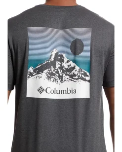 Activewear|Columbia Kwick Hike Back Graphic Short Sleeve Tee Black Heather/Linear View Multi