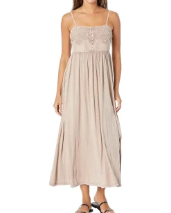 Lucky Brand Dresses|Dresses<Lace Button Front Midi Dress Fawn