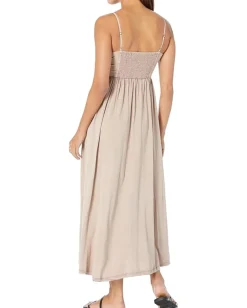 Lucky Brand Dresses|Dresses<Lace Button Front Midi Dress Fawn