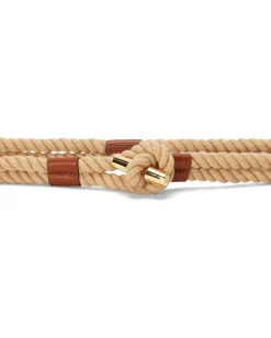 Women Lauren Ralph Lauren Leather-Trim Rope Toggle Skinny Belt