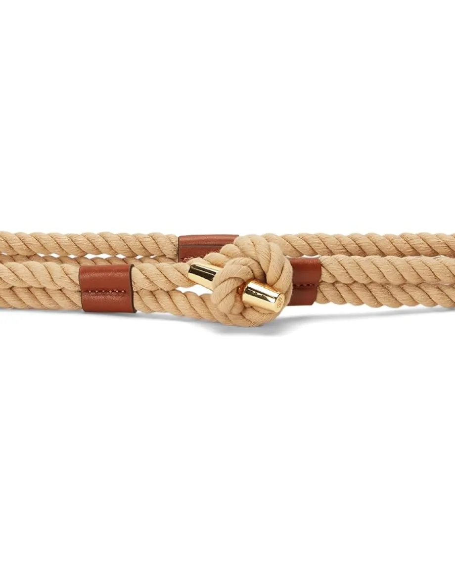 Women Lauren Ralph Lauren Leather-Trim Rope Toggle Skinny Belt