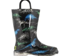 Western Chief Kids Shoes<Lighted Rain Boots (Toddler/Little Kid) Dinosaur Friends