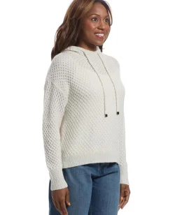 Women Elliott Lauren Likely Hood - Honeycomb Cable Stitch Hooded Sweater with drawstring detail