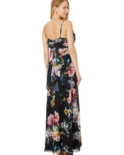 Betsy & Adam Long Drape Floral Print Black/Multi Best
