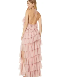 Women Betsy & Adam Long Mesh Multi Tier Tie Neck