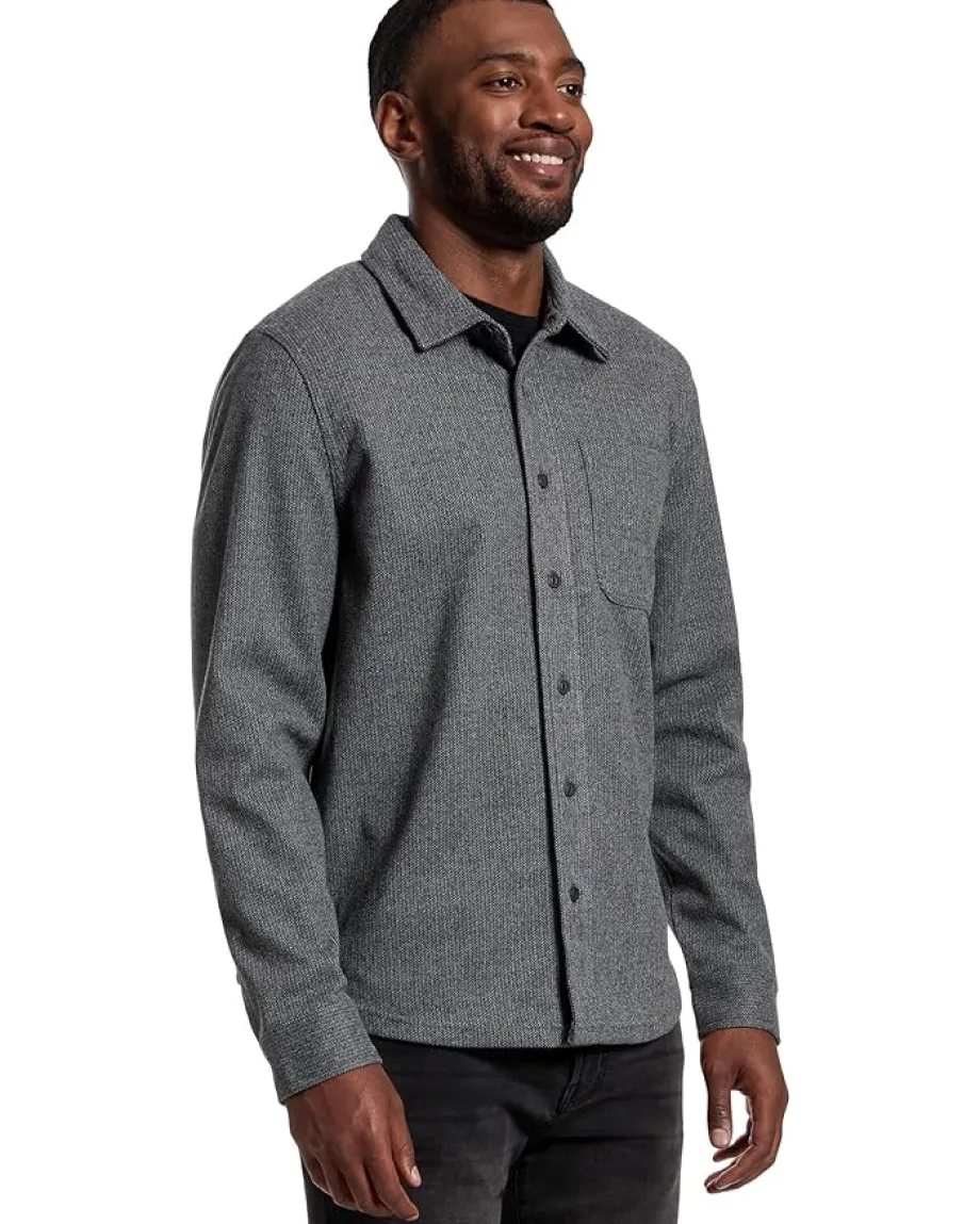 Activewear|Liverpool Los Angeles Long Sleeve Button Up Herringbone Knit Shirt Grey Herringbone Multi