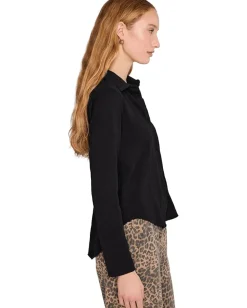 Mod-o-doc Shirts & Tops|Shirts & Tops<Long Sleeve Easy Polo Tee Black 1