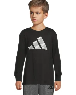 adidas Kids Clothing<Long Sleeve "Halftone Camo" Logo Tee (Toddler/Little Kid) Black Adi