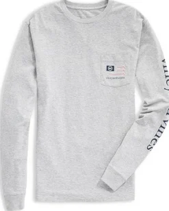 Vineyard Vines Long Sleeve Hockey Flag Pocket Tee