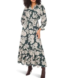 Women Vince Camuto Long Sleeve Smocked Waist Tiered Ruffle