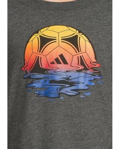 adidas Kids Clothing<Long Sleeve Sport Graphic Heather Tee (Toddler/Little Kid) Dark Grey Heather