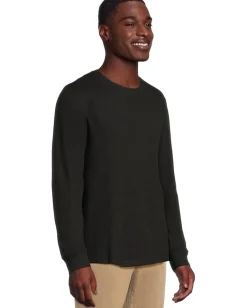 Activewear|T-Shirts|Liverpool Los Angeles Long Sleeve Textured Double Knit Crew Neck Shirt Black