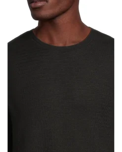Activewear|T-Shirts|Liverpool Los Angeles Long Sleeve Textured Double Knit Crew Neck Shirt Black