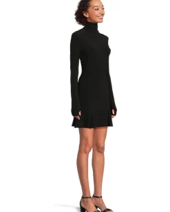 Norma Kamali Dresses|Dresses<Long Sleeve Turtle Fishtail Mini Dress Black 1