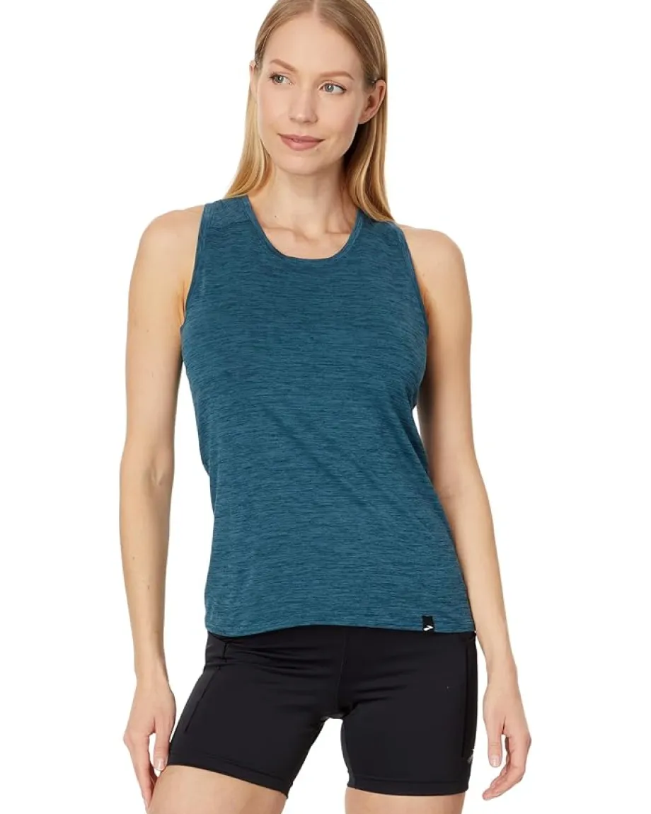 Activewear|Shirts & Tops|Brooks Luxe Tank Heather Ocean Drive