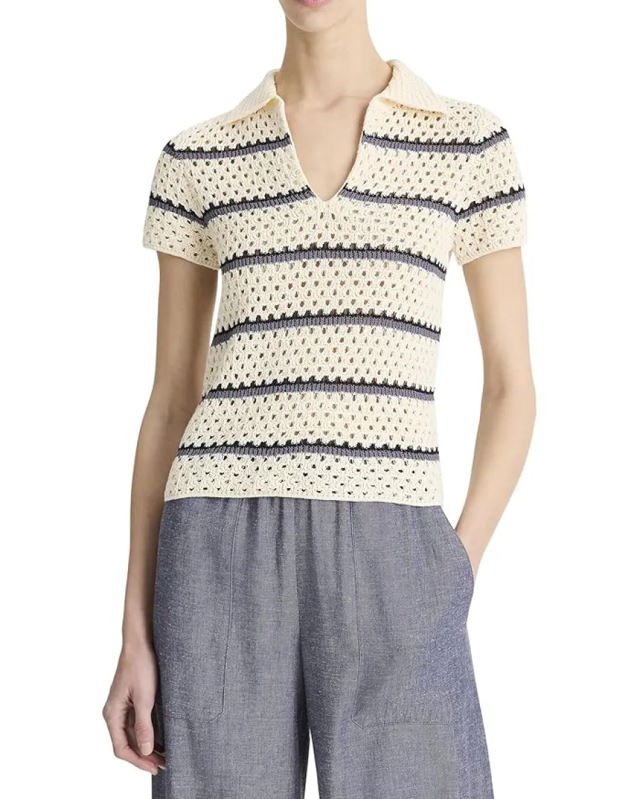 Vince Shirts & Tops|Shirts & Tops<Macrame Stripe Henley Off-White Combo